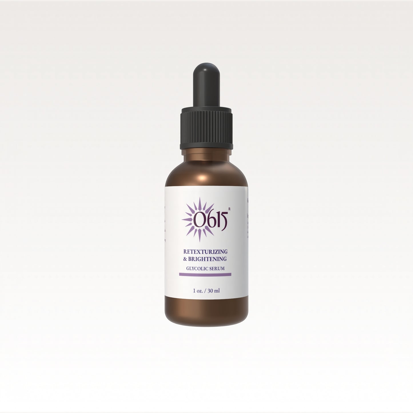 Bottle of 0615 skincare serum on a white background