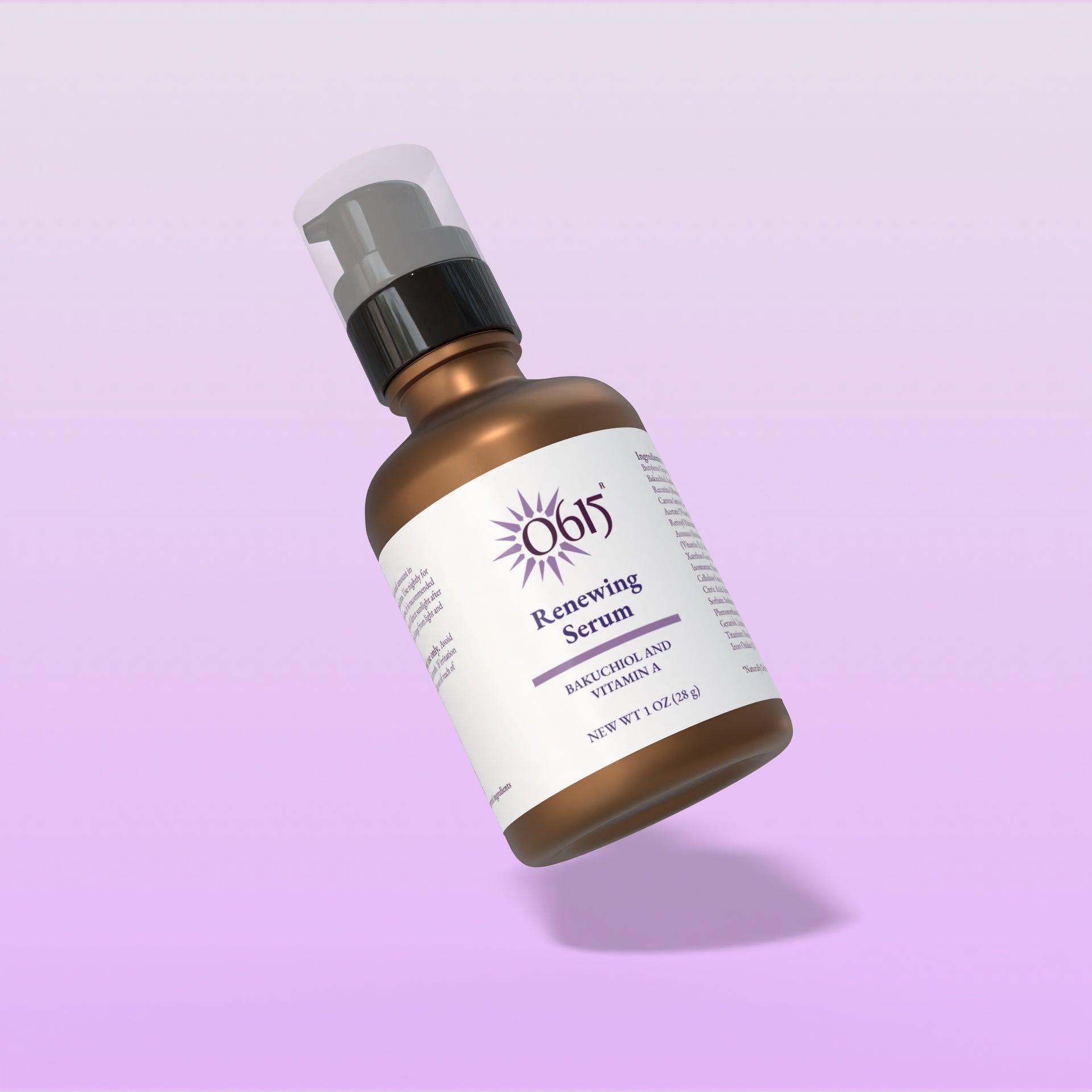 0615 Renewing Serum on a light purple background