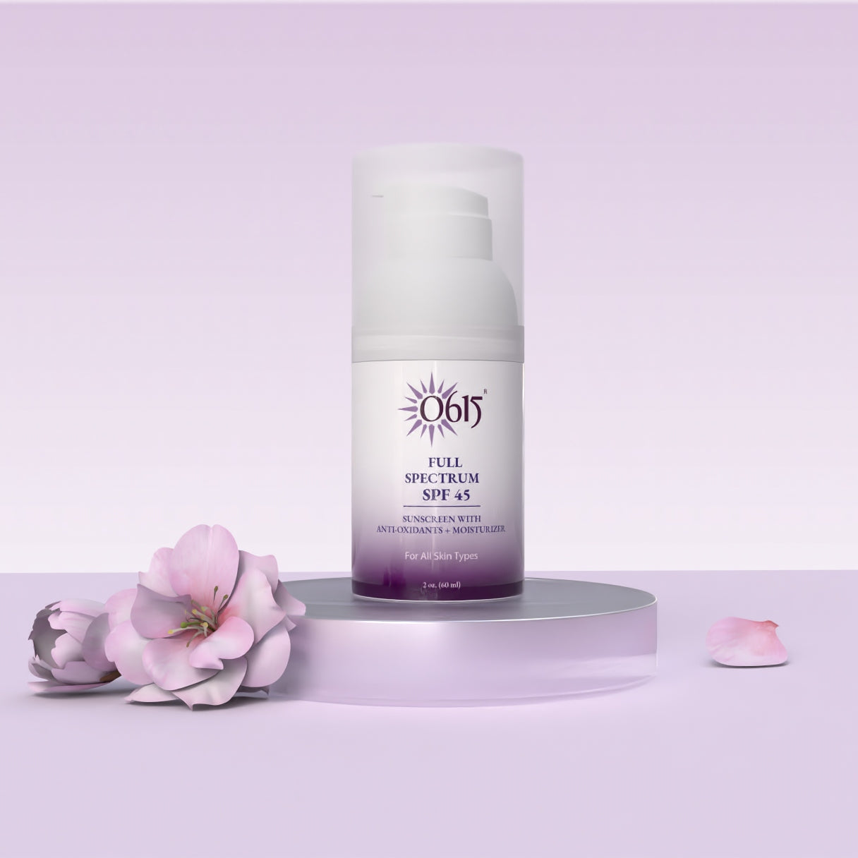 Full Spectrum SPF 45 on a light purple background