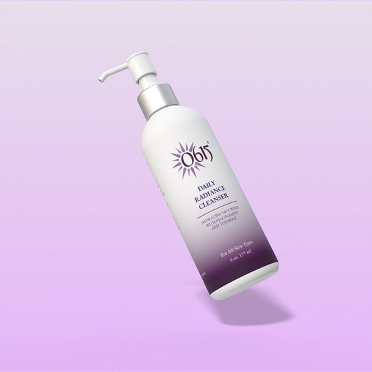 Daily Radiance Cleanser on a light purple background