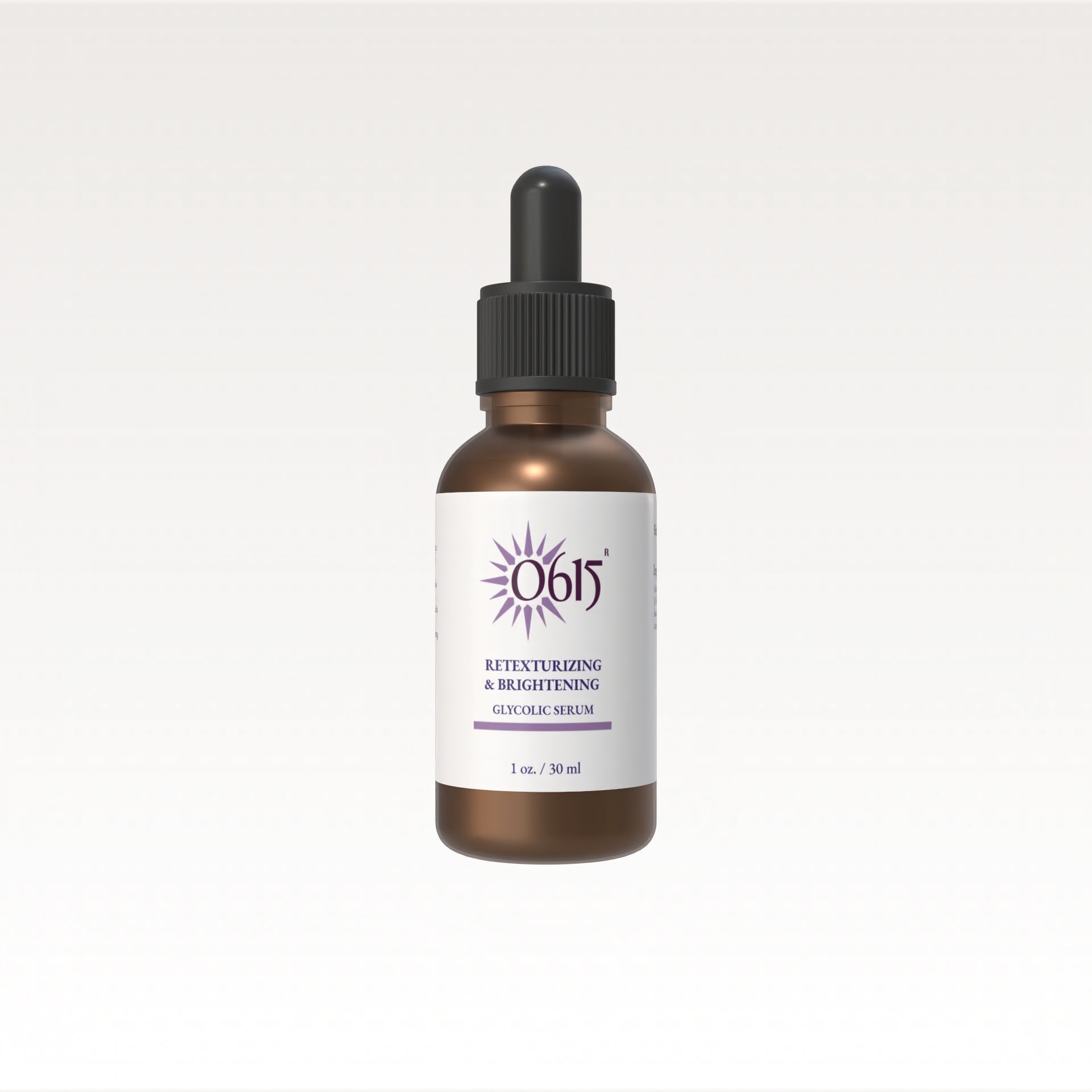 Bottle of 0615 skincare serum on a white background