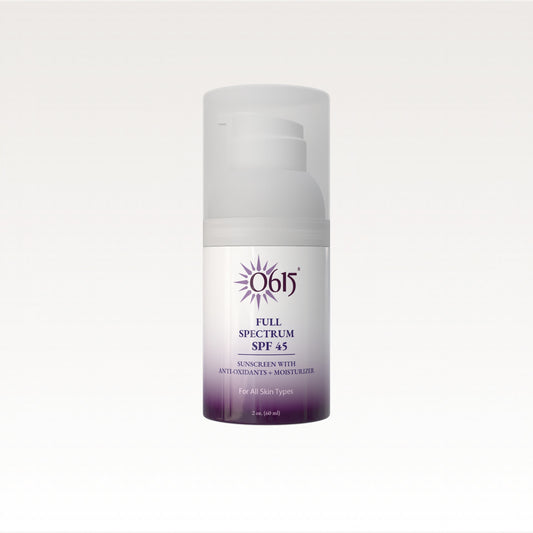 Sunscreen bottle with 0615 branding on a white background