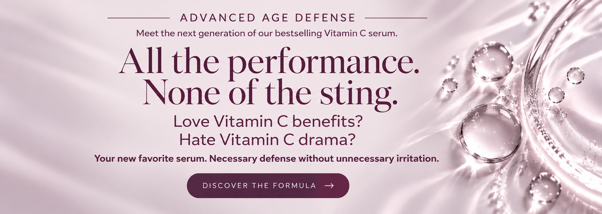 Image of txt with benefits of non irritating vitam c serum